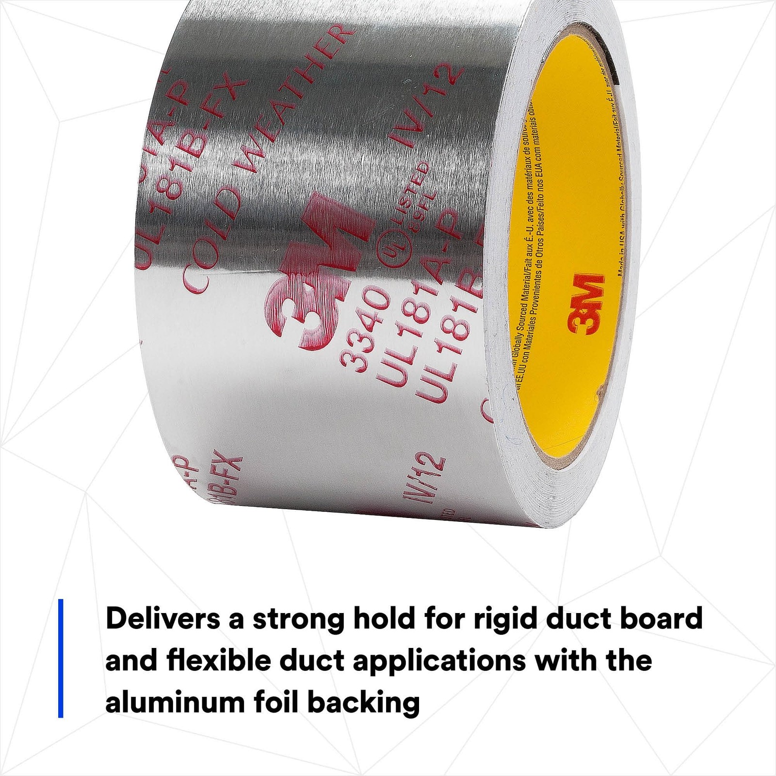 3M Aluminum Foil Tape 3340, 2.5″ 2.5 inches x 50 yards x 0.004 inches, Silver