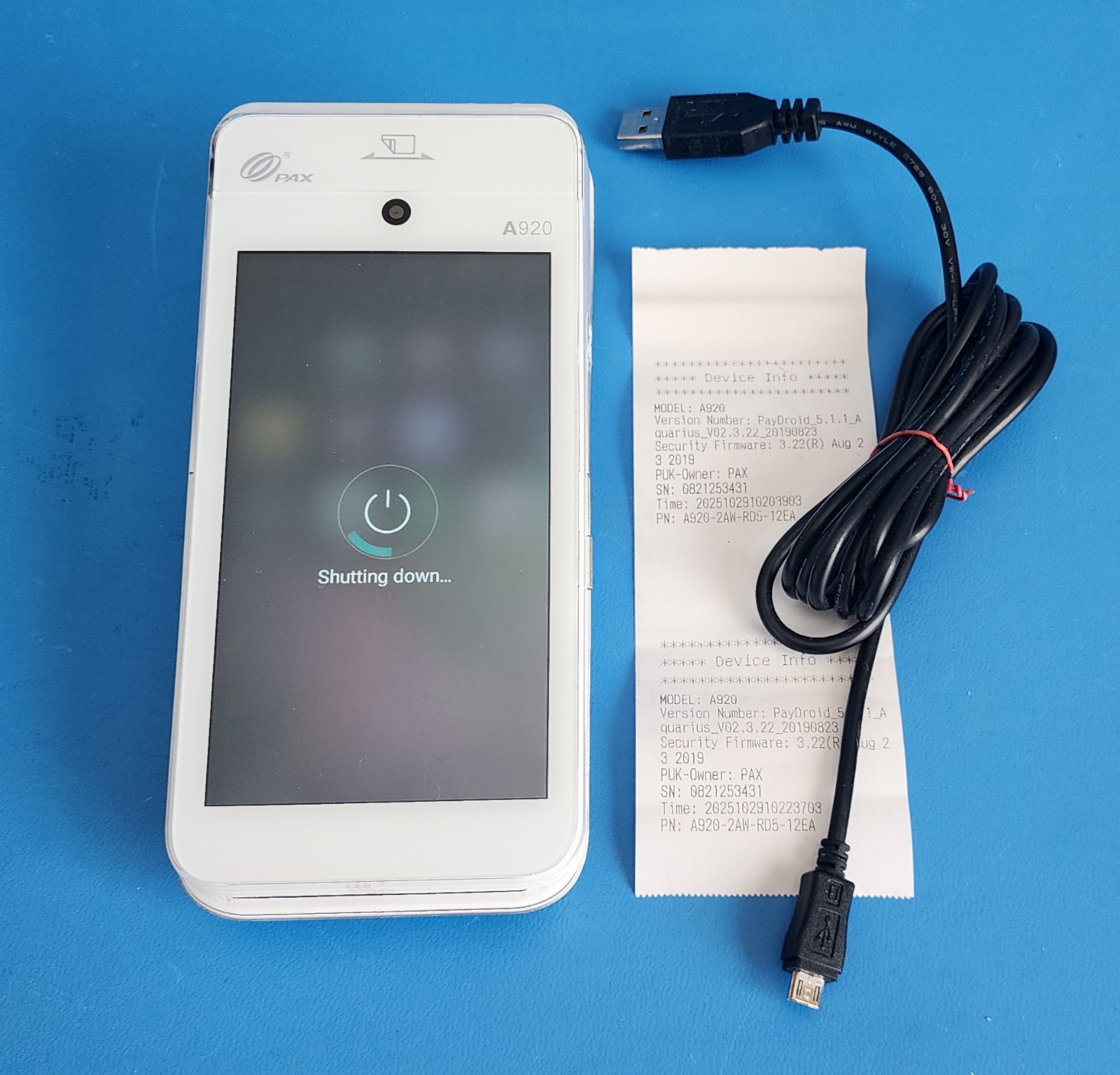 PAX A920 Android Based POS Payment Terminal 5″ touchscreen 4G, Wi-Fi with Cable
