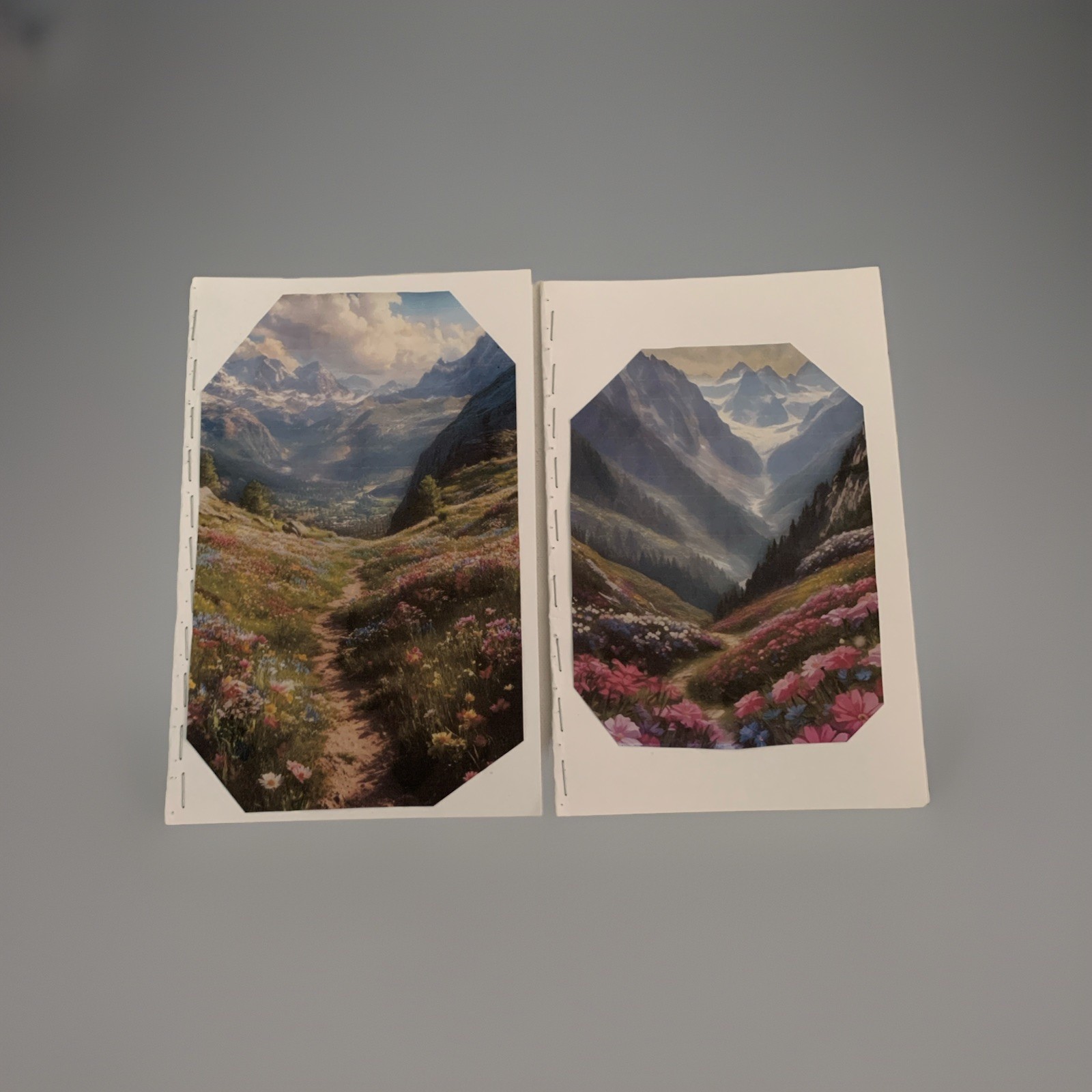 Alpine Meadow Handmade Notebook – Nature-Inspired Blank Lined Journals 2 Sets