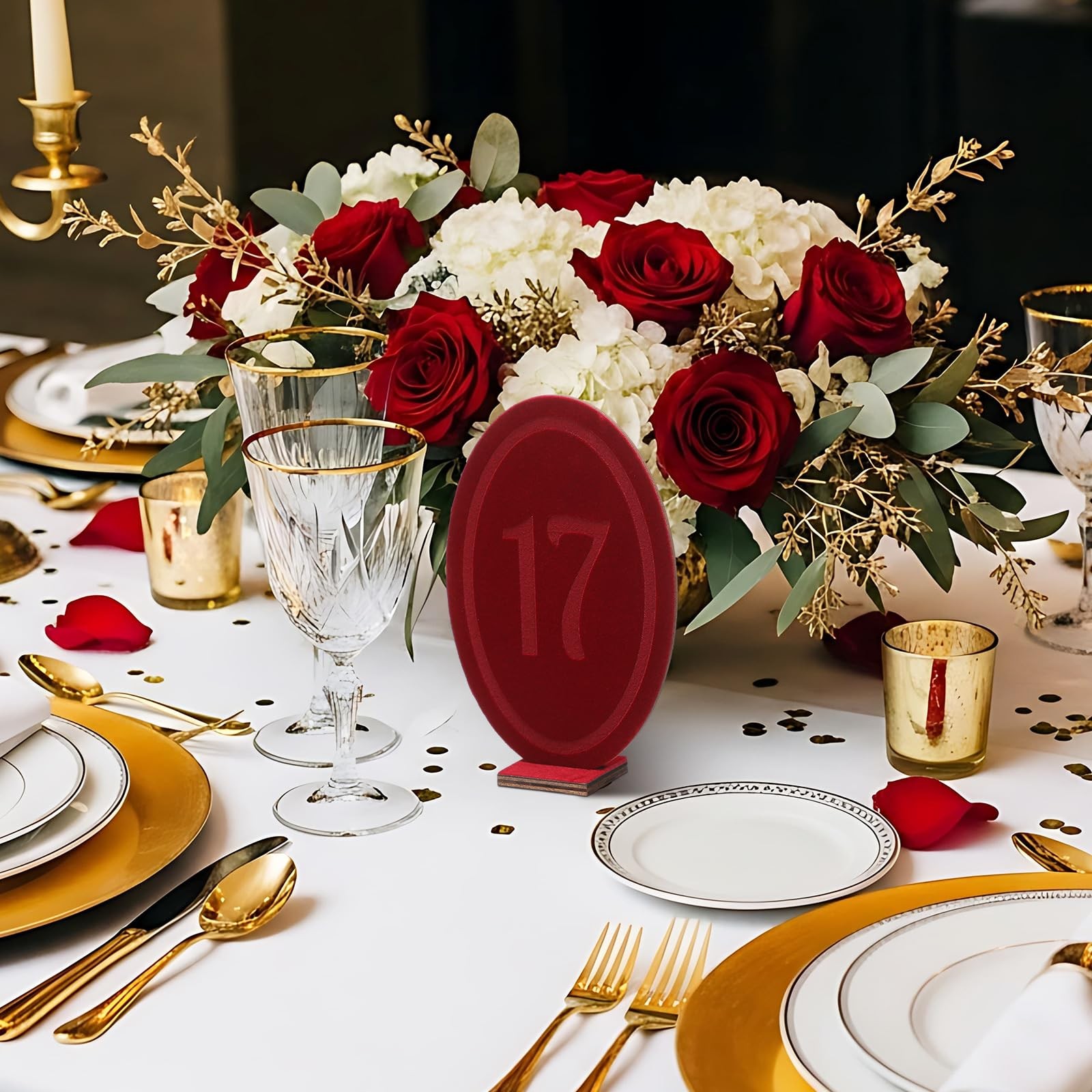 Velvet Wood Wedding Table Numbers 120 Burgundy Oval Signs Stand Reception