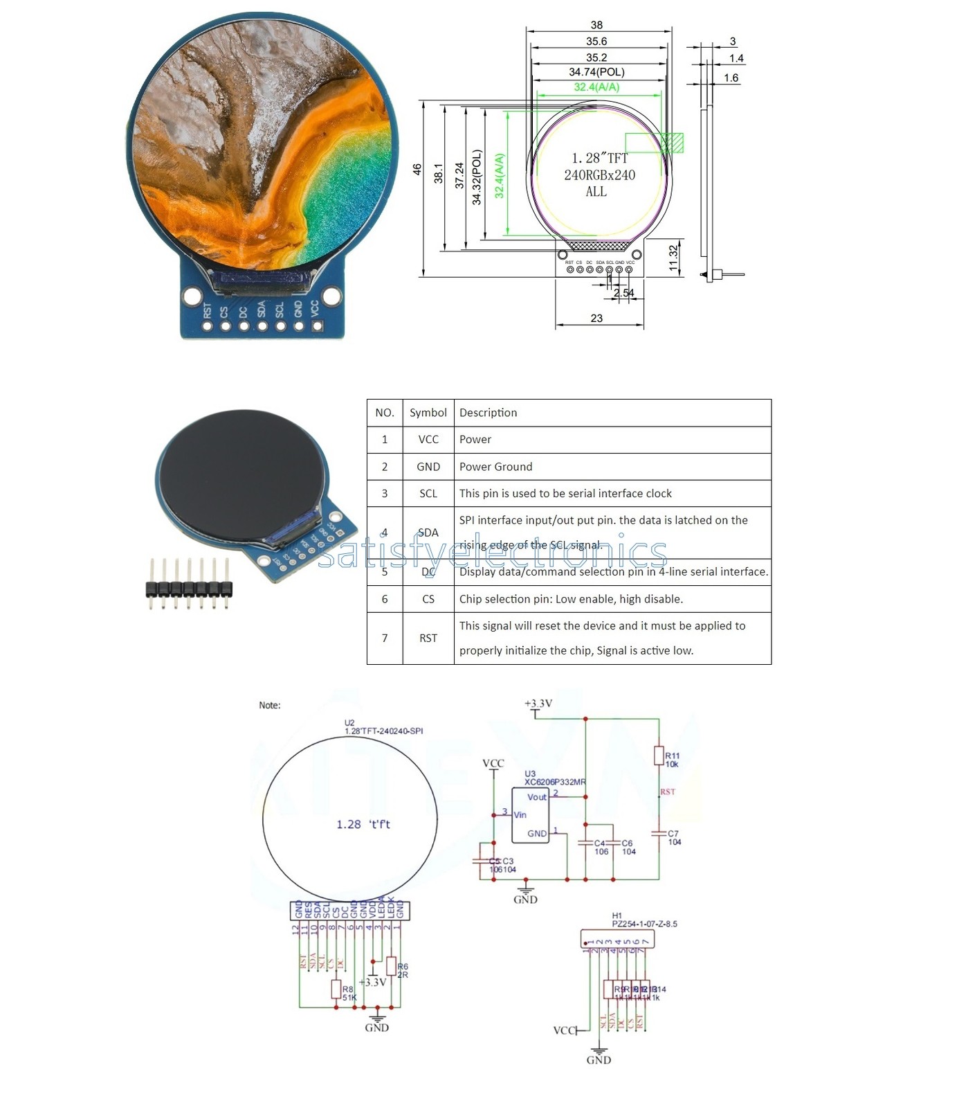TFT Display 1.28 Inch IPS TFT LCD Display Module Round 240*240 GC9A01 Driver NEW