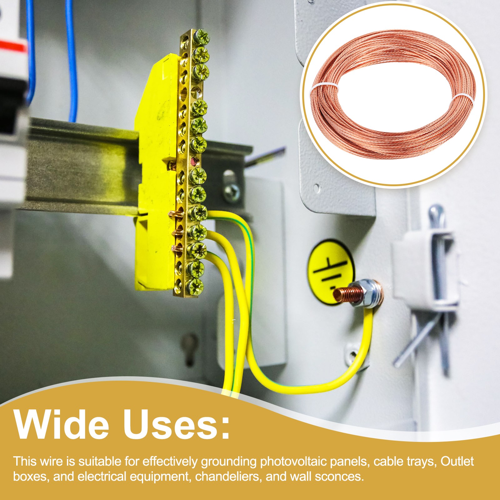 18 Gauge 100ft Bare Copper Ground Wire for Light Fixtures