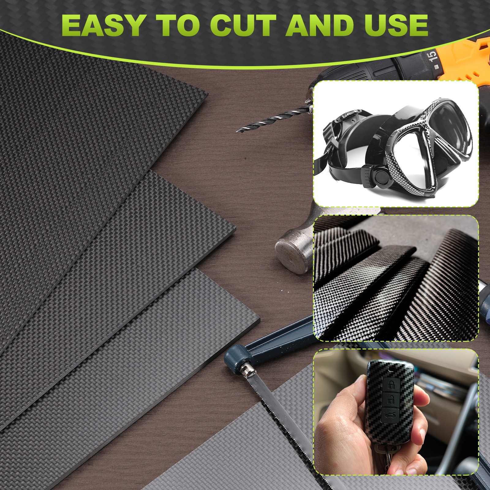 200 x 300 x 0.5mm Carbon Fiber Board Plate Glossy Laminate Plain Weave Panel