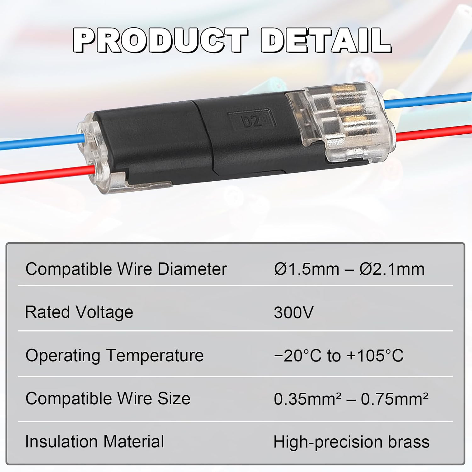 20Pcs Double Wire Plug in Connector, LED Light Strip Low Voltage Connectors 2 Pi