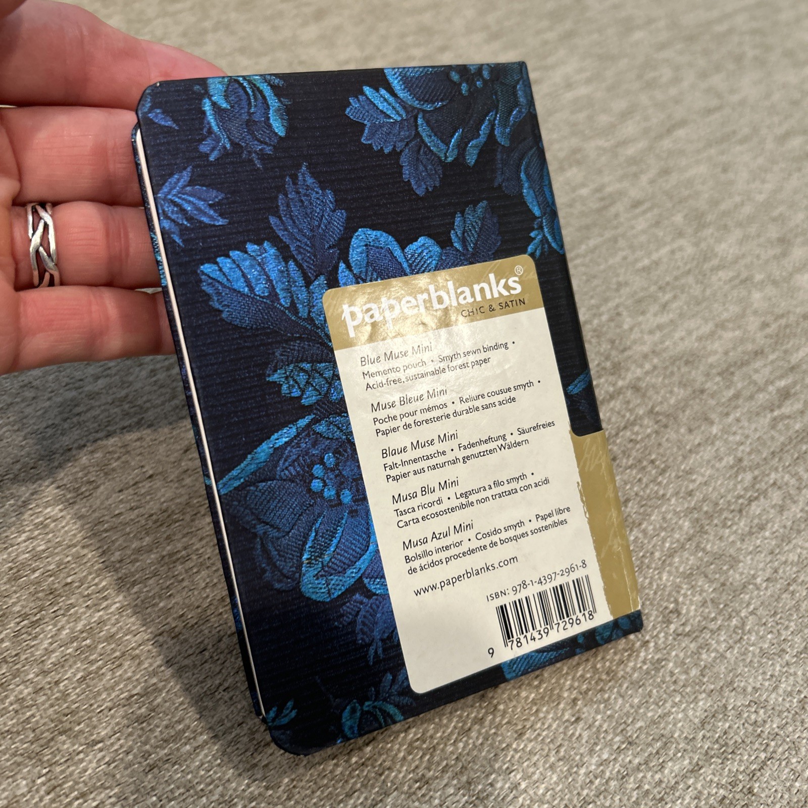 paperblanks Chic & Satin Blue Muse Mini Journal Momento Pouch Sewn Binding 176pg
