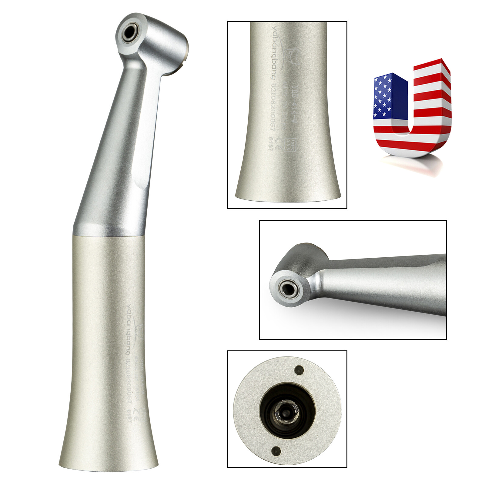 YBB Dental 1:1 Slow Low Speed Handpiece Push Button Contra Angle fit CA burs
