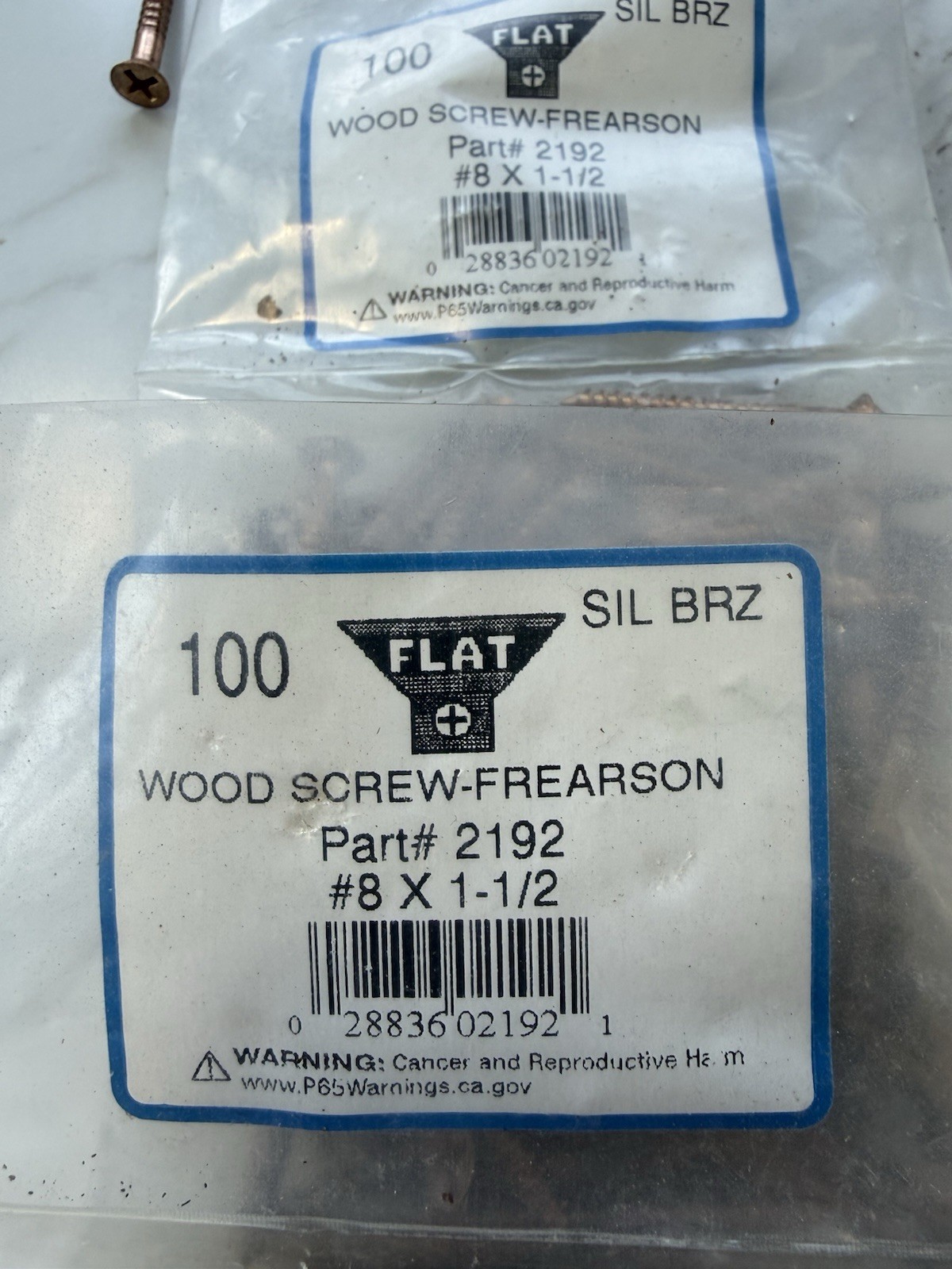 #8 x 1-1/2″ Silicon Bronze Wood Screws, Flat Head, Frearson Drive Qty 100