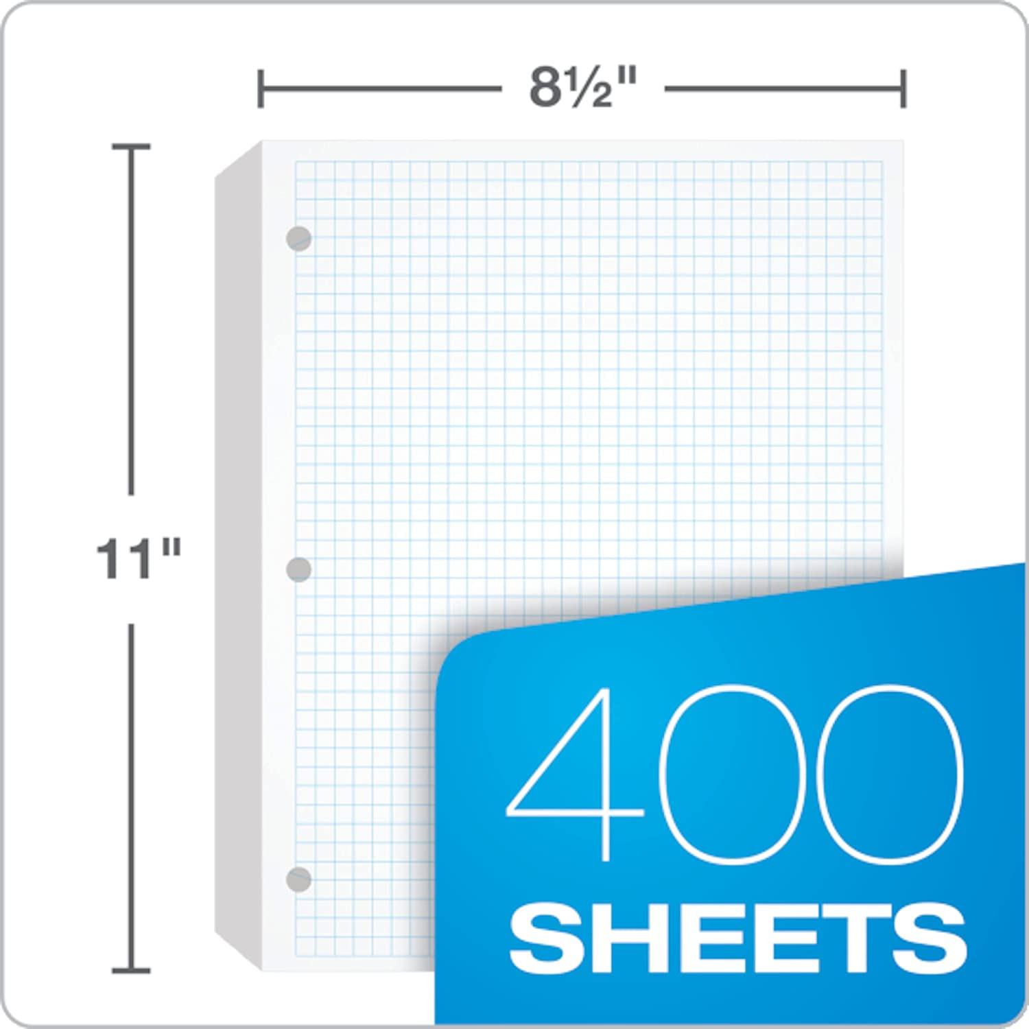 Filler Paper, 8-1/2″ X 11″, 4 X 4 Graph Rule, 3-Hole Punched, Loose-Leaf Pape…