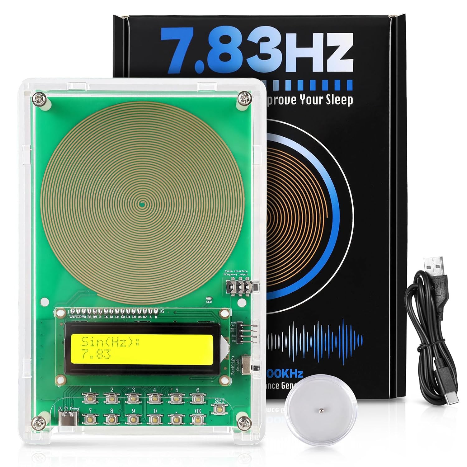 0.01Hz-200Khz Adjustable Frequency Generator for Healing Schumann Sine Waves Res