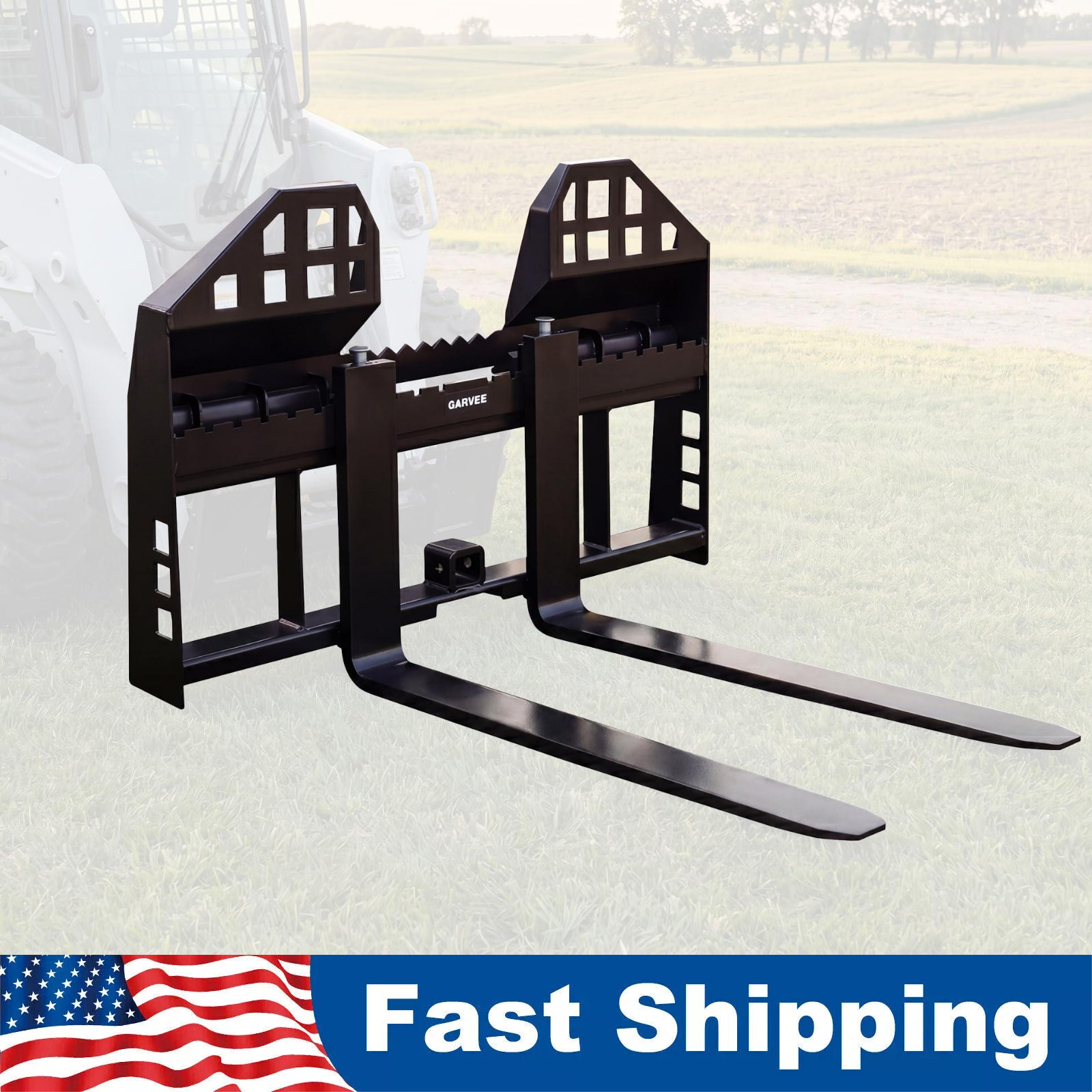 45″ Skid Steer Pallet Fork Frame w/ 48″ Forklift Blades Kubota Bobcat Skid Steer