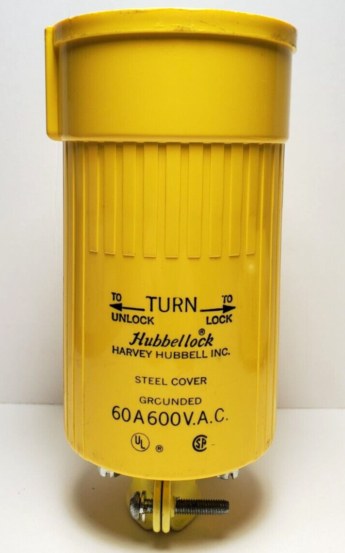 Hubbellock Steel Cover Grounded 60A 600V.A.C Male & Female body SET
