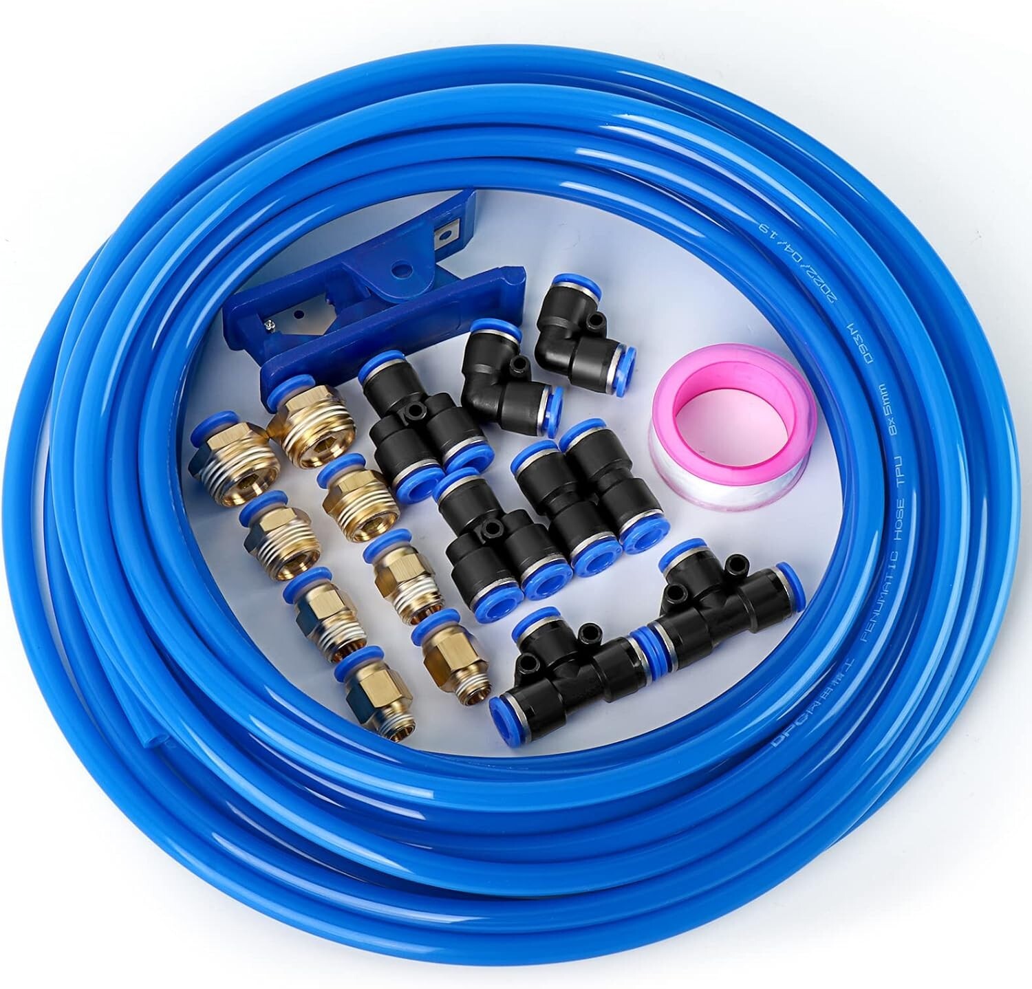 Blue 8Mm or 5/16 OD 5Mm ID Polyurethane PU Air Hose Pipe Tube Kit 10 Meter