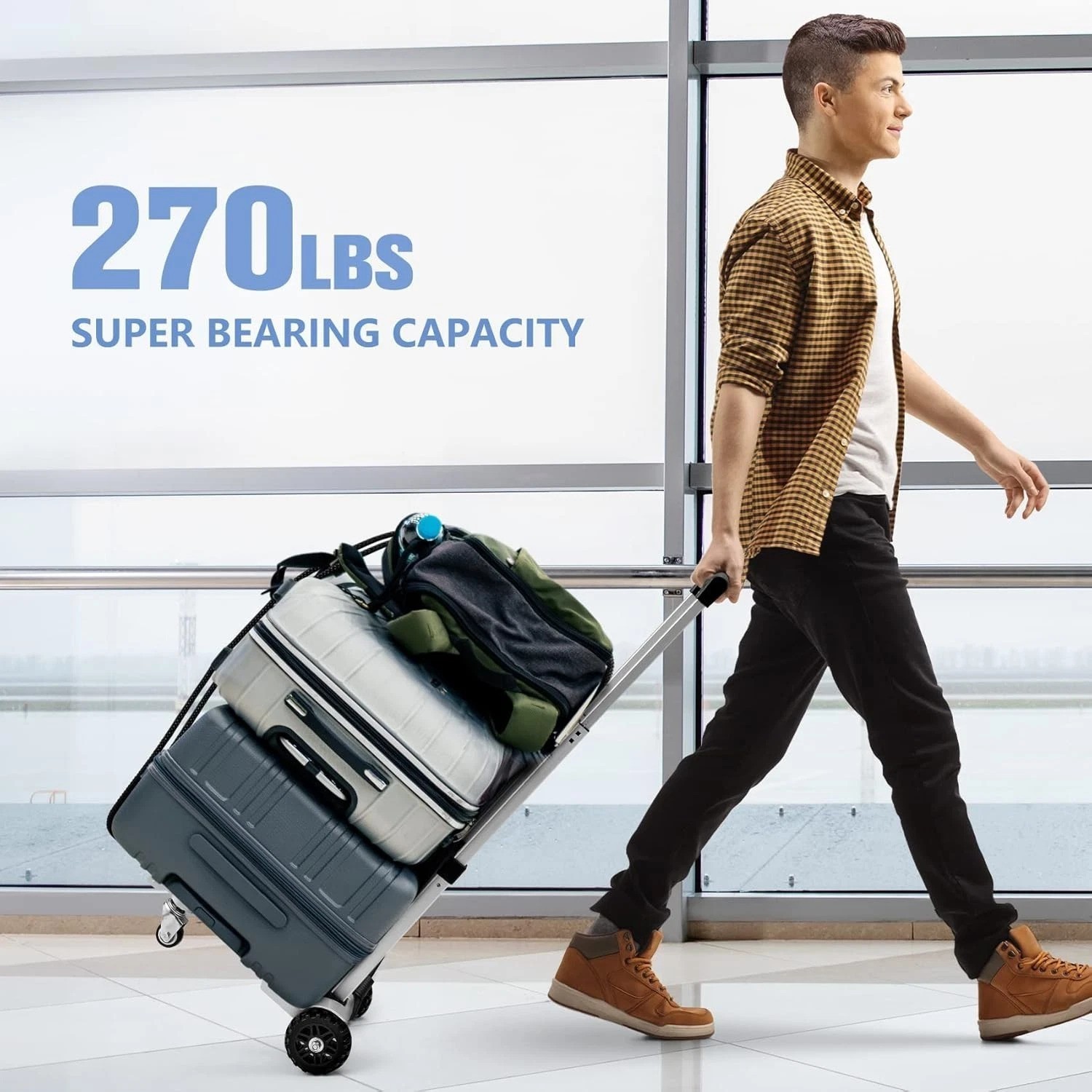 Durable 270LB Utility Luggage Cart – Foldable with No Assembly Required