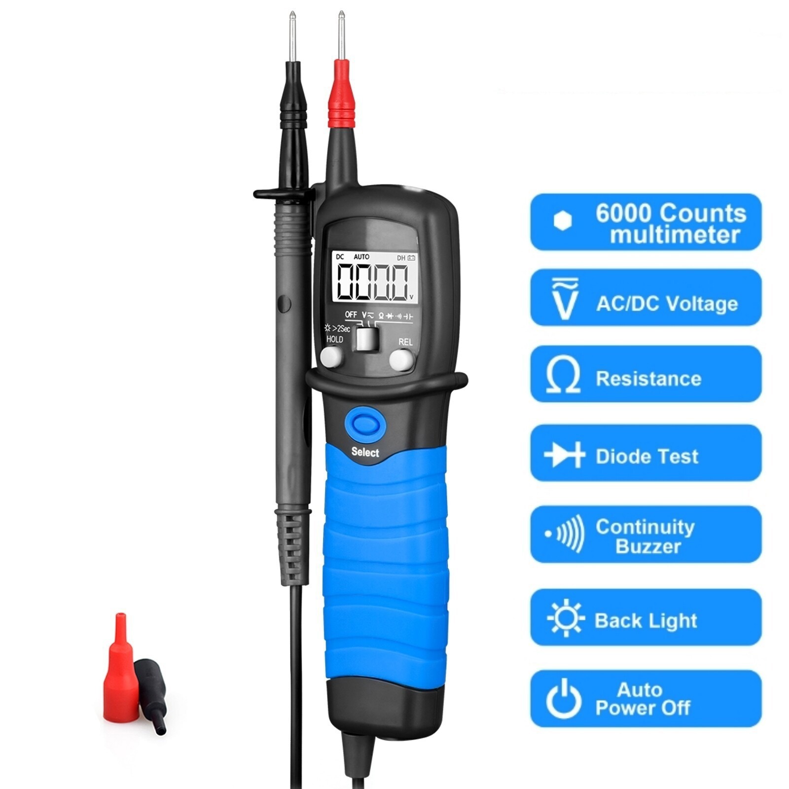 Pen-Type Digital Multimeter 6000 Counts 600V True RMS 60MΩ 60mF Backlit LCD