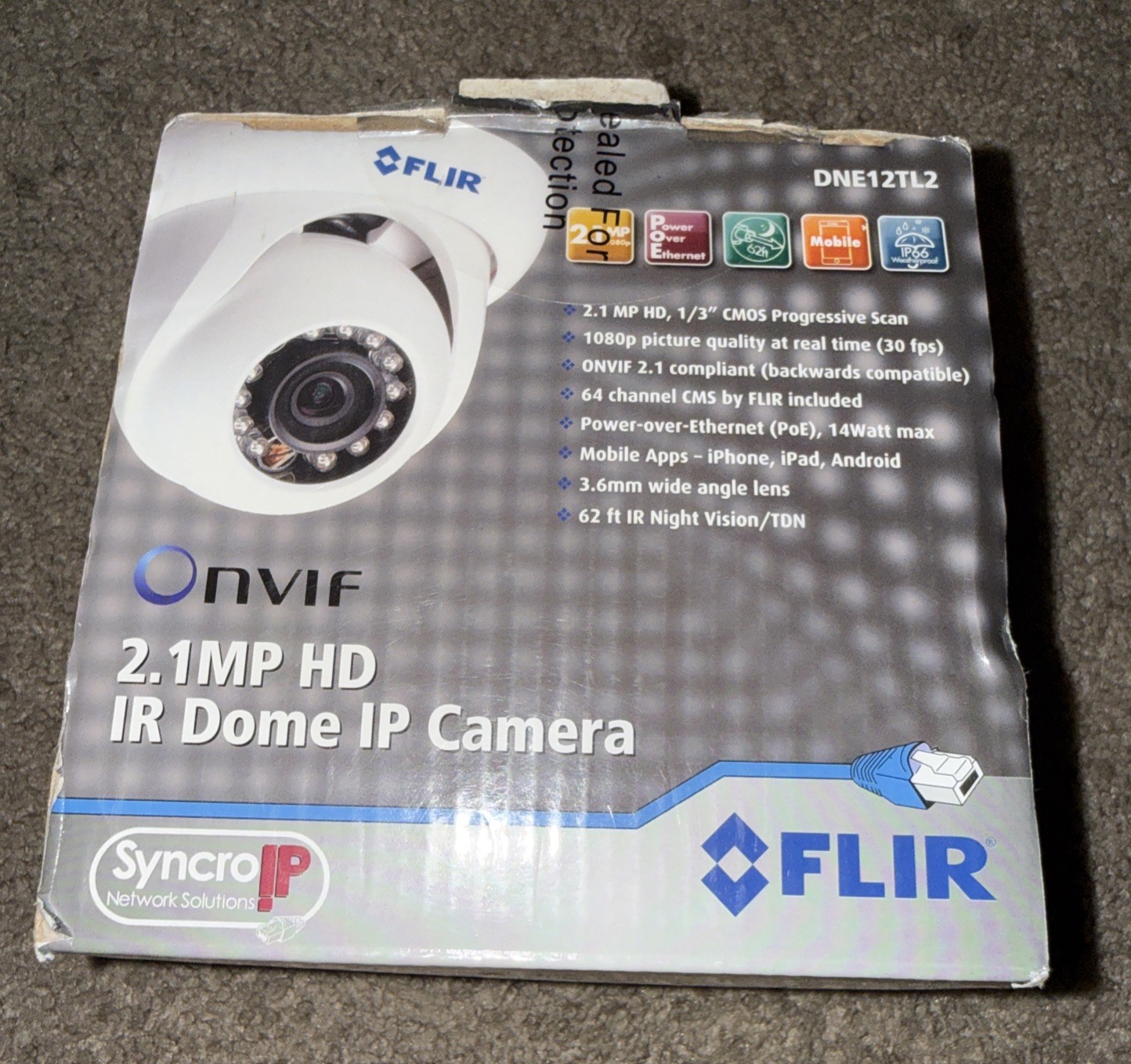 FLIR 2.1MP HD IR Dome Turret Flir DNE12TL2 Video Camera PoE ONVIF 3.6mm Lens