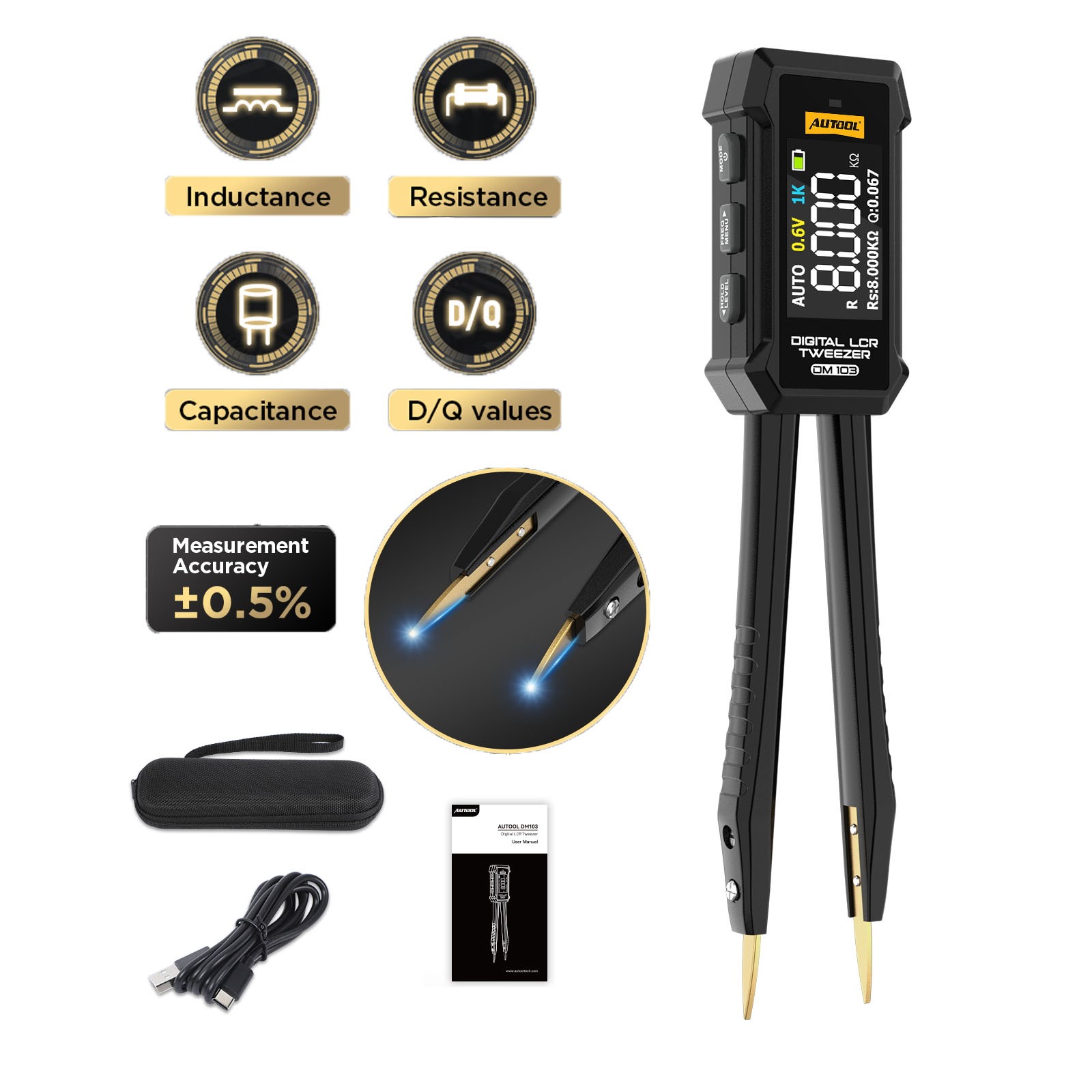 LCR Meter Tweezer Smart SMD ESR Meter Multimeter Capacitance Inductance Tester