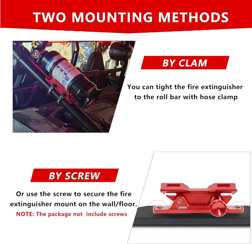 Quick Release Fire Extinguisher Mount – Aluminum Adjustable UTV Roll Bar Fire Ex