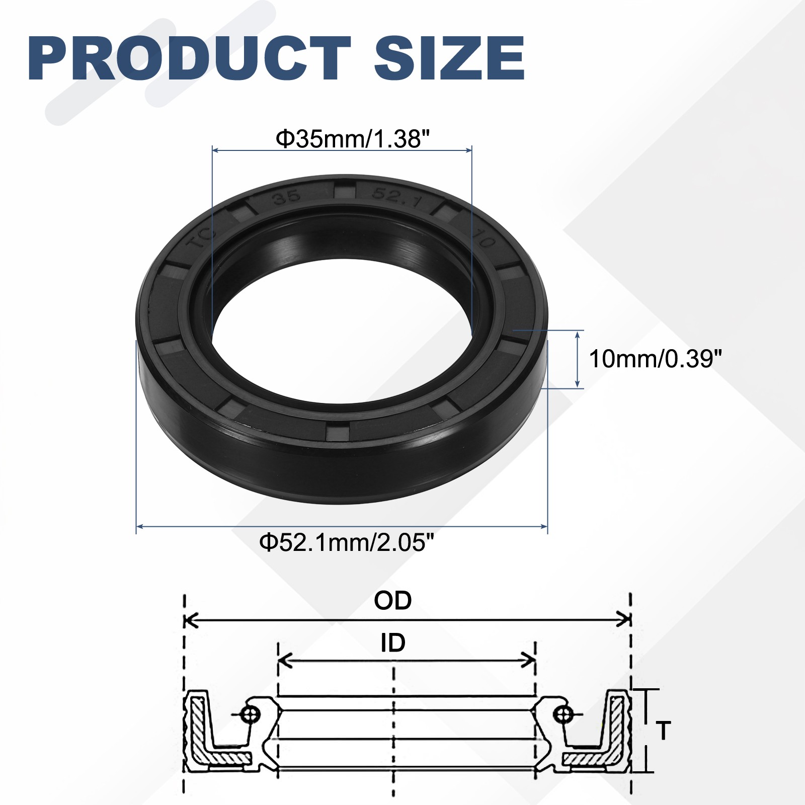 2Pcs Oil Seal, 1.38″x2.05″x0.39″ TC Nitrile Rubber Double Lip Cover