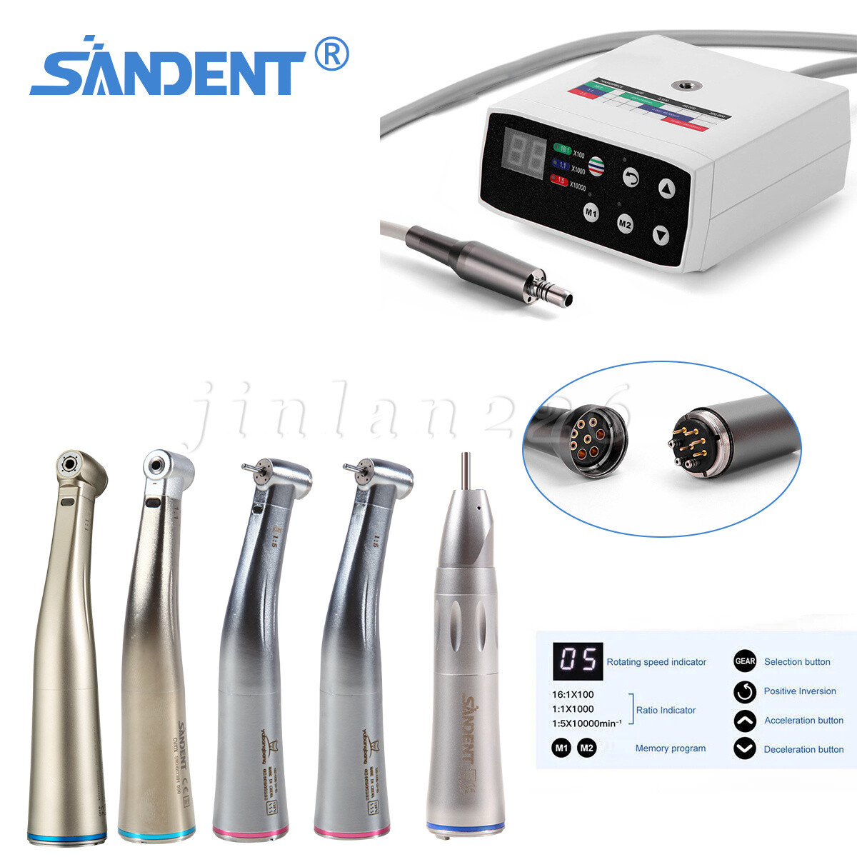 Yabang Dental Brushless LED Electric Micro Motor 1:1/1:5 Increasing Handpiece