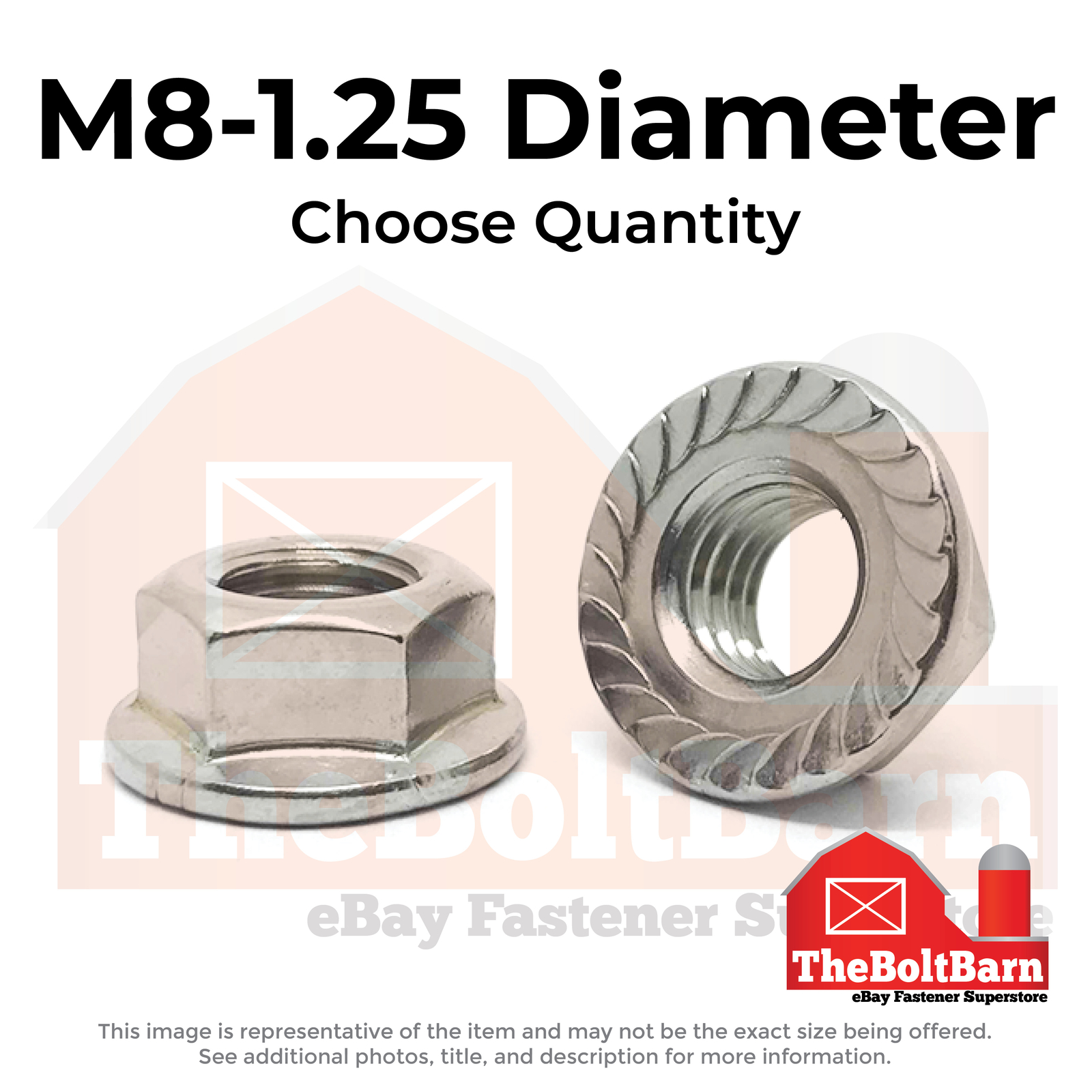 M8-1.25 A2-70 Stainless Serrated Hex Flange Nuts (Choose Qty)