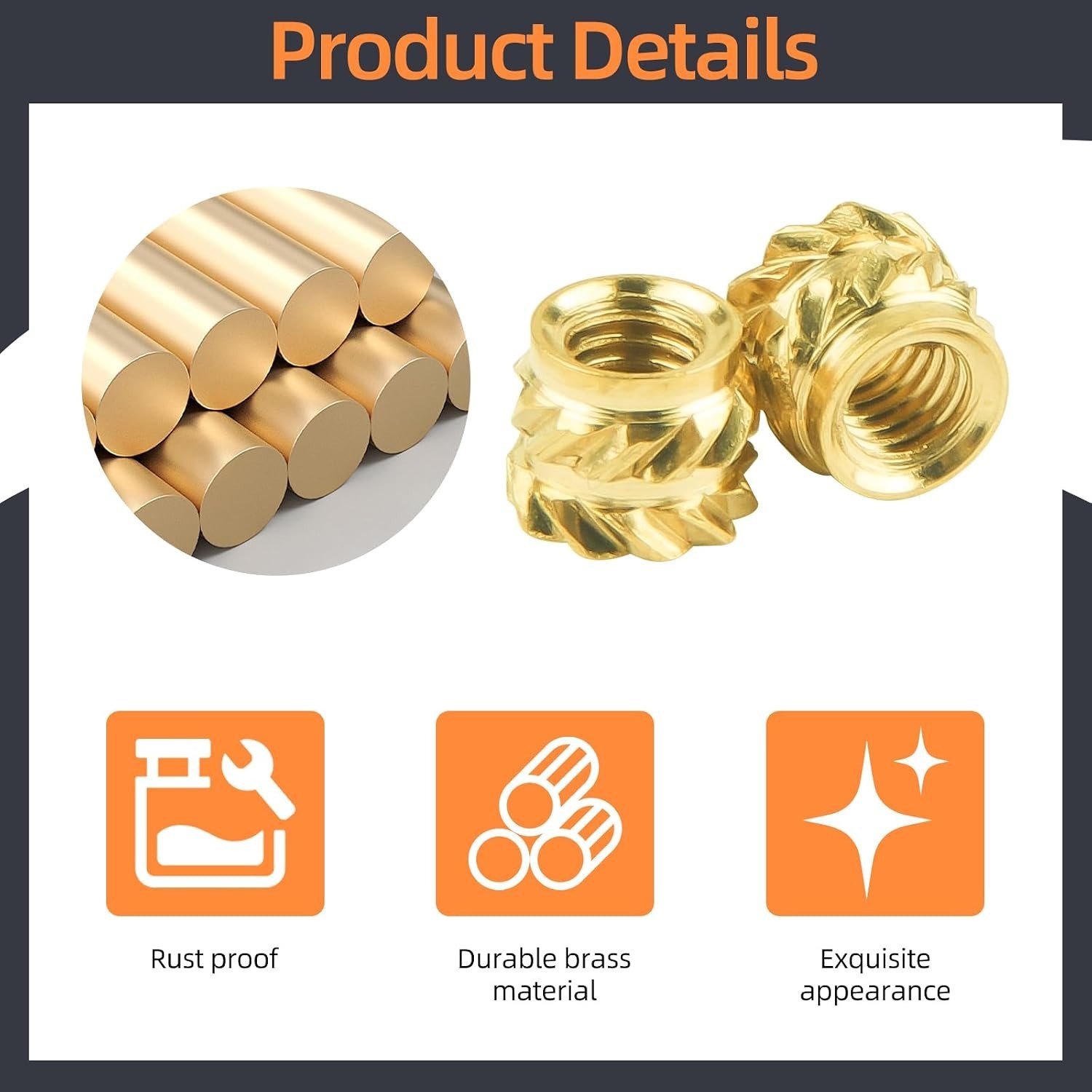 100 Pcs M3 Threaded Insert M3 X 4mm X 5mm Heat Set Inserts Brass Nuts Plastic
