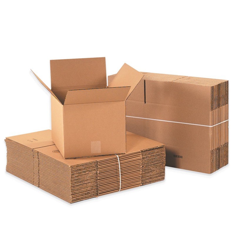 Corrugated Cardboard Shipping Box 12 x 10 x 8 in (6 pieces + 12 Fragile Labels)