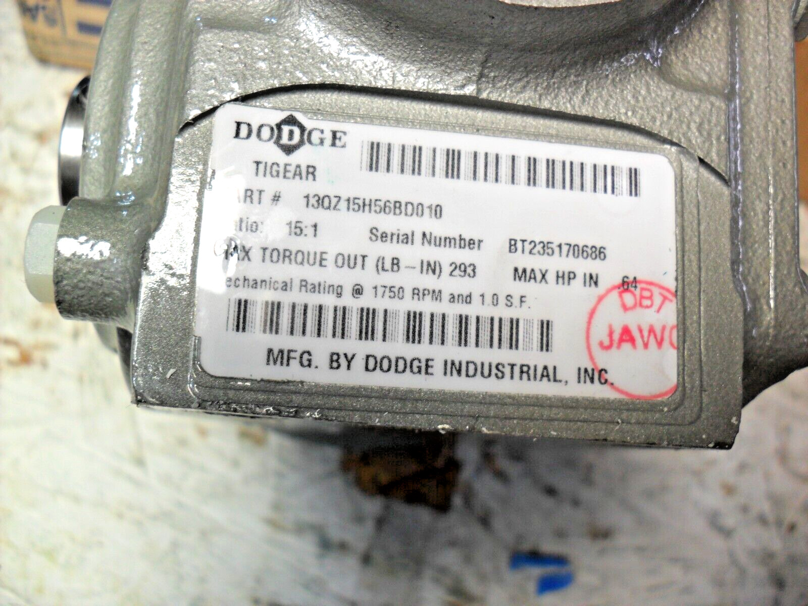 Dodge Tigear – 13QZ15H56BD10 -Hollow Bore 5/8″ Ratio 15:1 – 13QZ-15H-56B-D-101