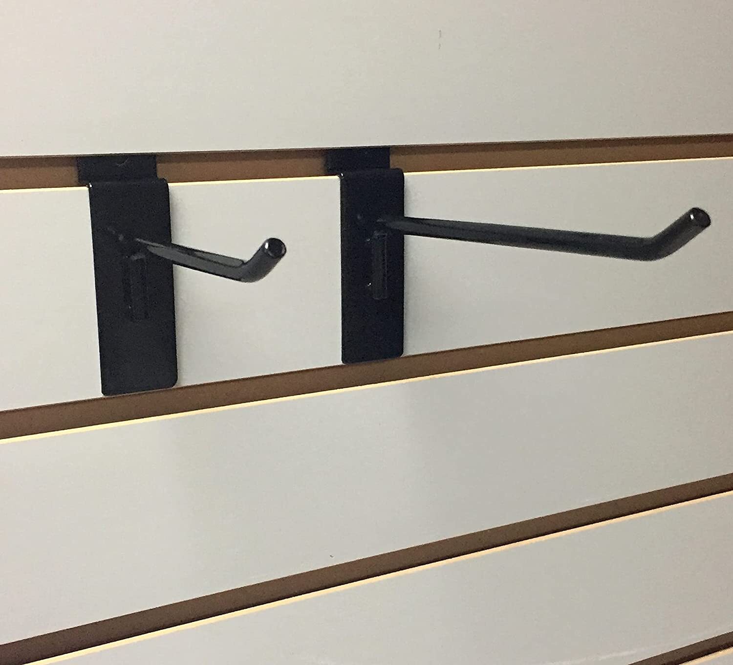 ExecuSystems Set of 12 (Six 4-Inch and Six 6-Inch) Slatwall Hooks- Black