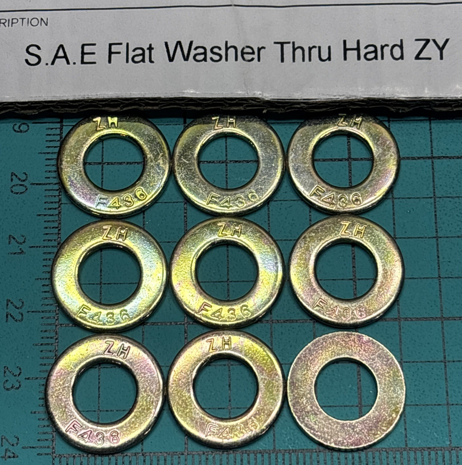 500- 5/16” F436 Structural Flat Washers Zinc Yellow, 11/16” O/D, 0.60” Thick