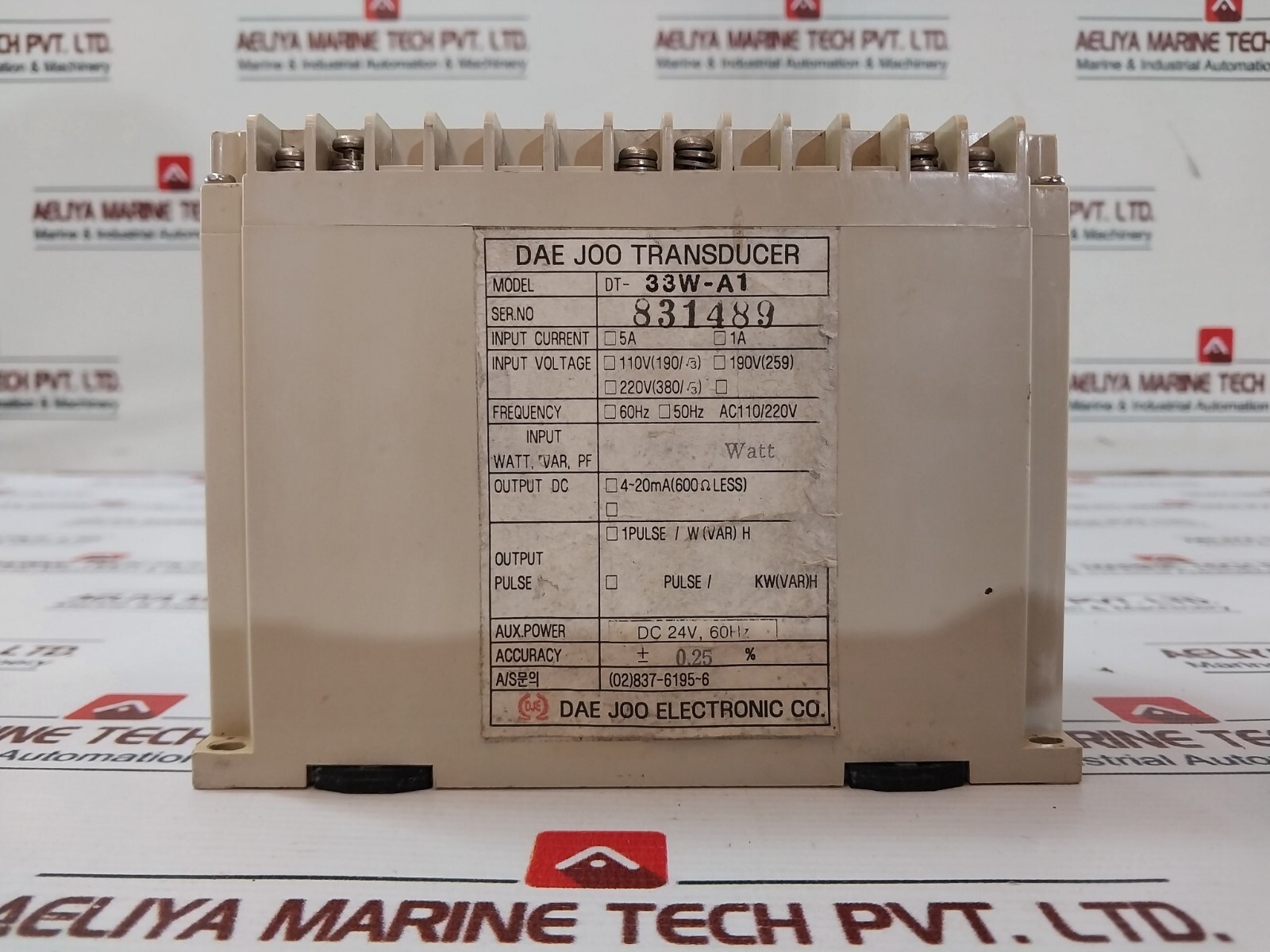 DAE JOO DT-33W-A1 Transducer 110V-220V 50-60HZ 4-20MA Output DC 24V AUX.POWER