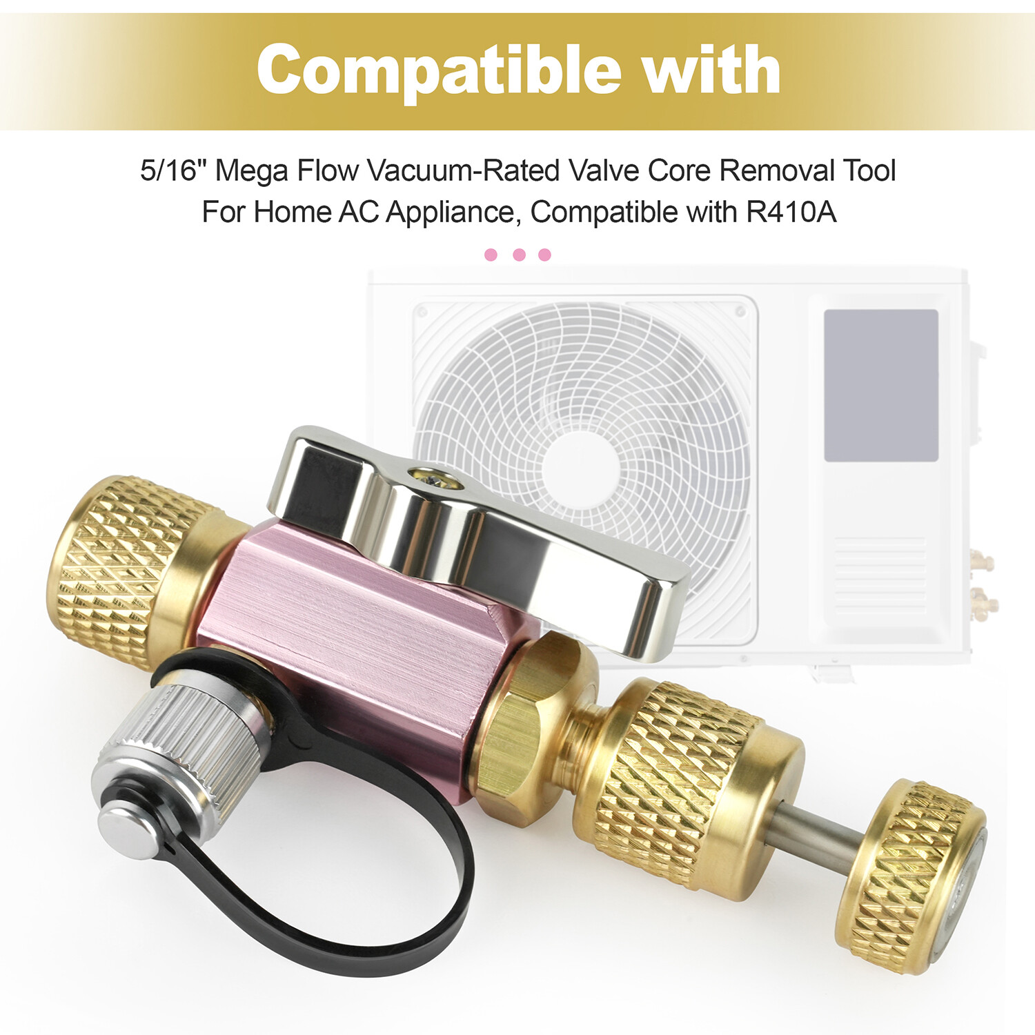 Mega Flow Vacuum Rated Valve Core Removal Tool for 5/16″ for R410A Split Systems