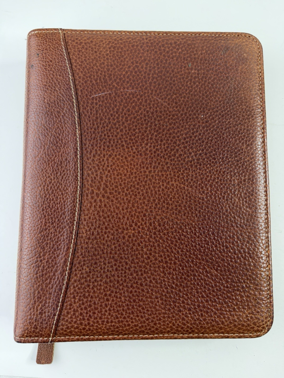 Franklin Quest Brown Pebbled Leather Organizer Planner 7 Ring Binder 11″ X 8.5″