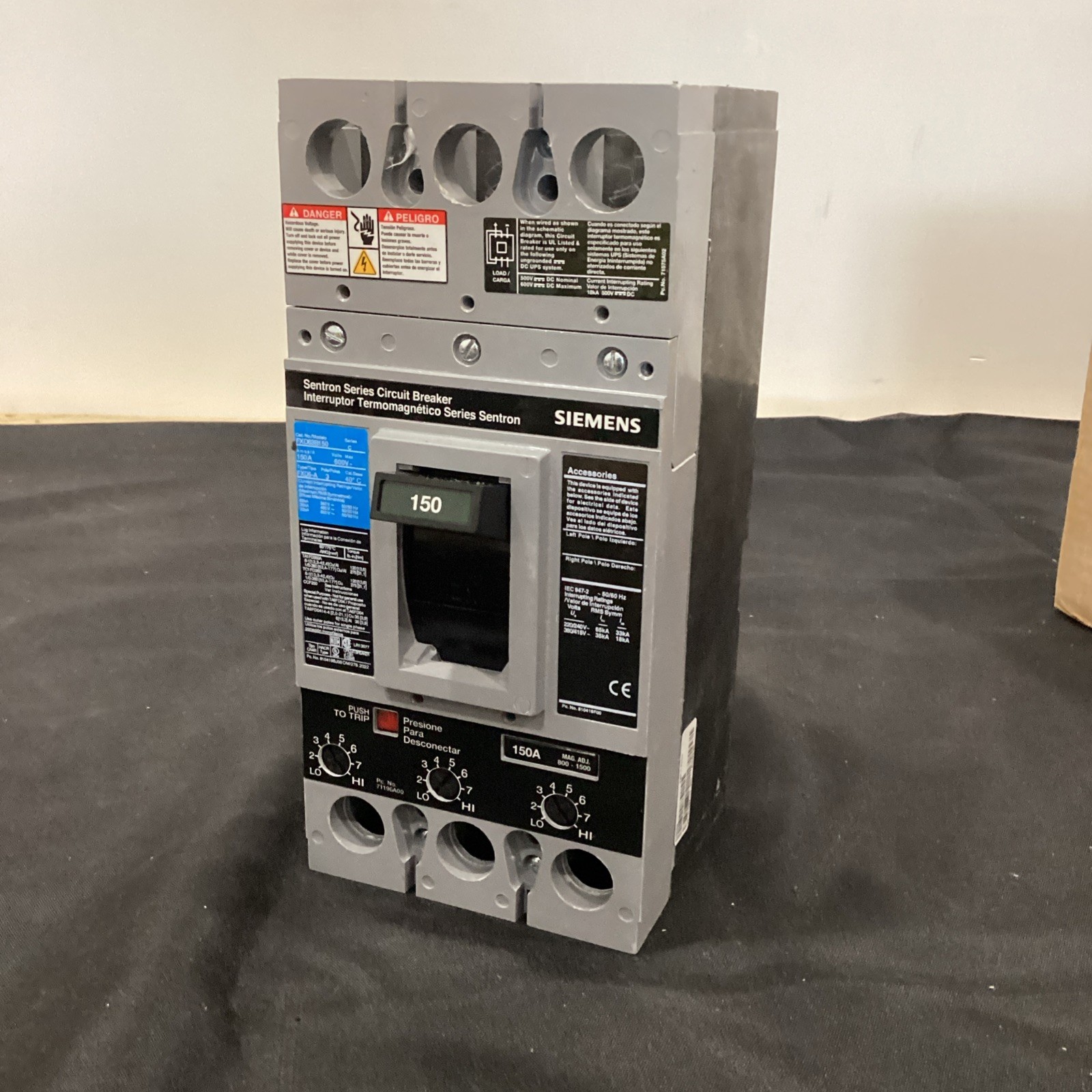 Siemens Sentron Molded Case 600V 150A Circuit Breaker FXD63B150