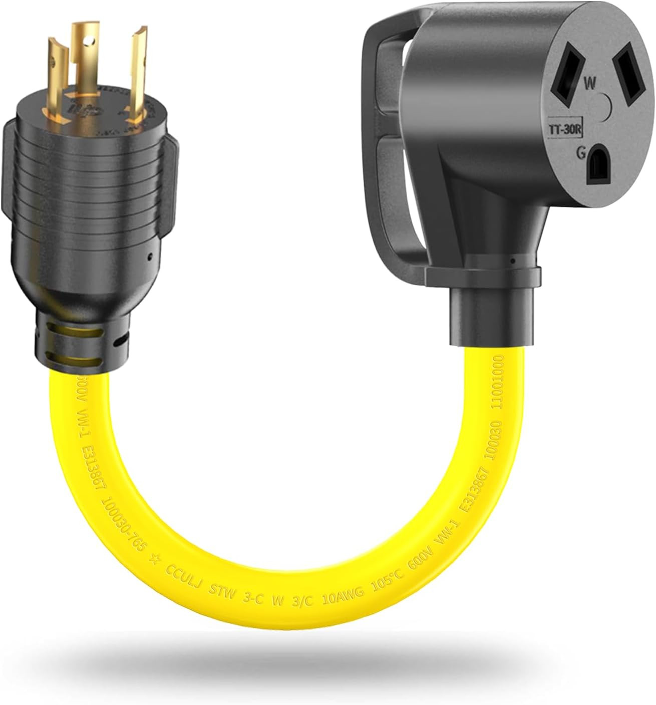 30 Amp Generator Adapter Cord NEMA L5-30P Locking Plug to TT-30R RV Trailer Camp
