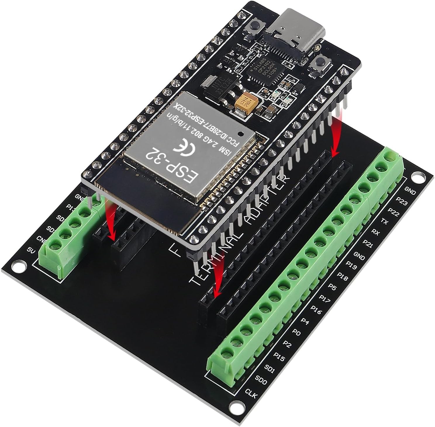 ESP32 ESP-WROOM-32 Wifi and Bluetooth Development Board, 38-Pin, with USB Type-C