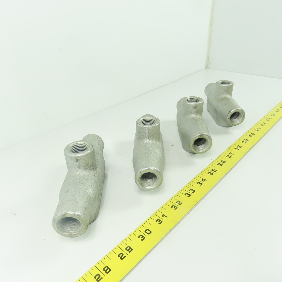 Crouse Hinds TB17 1/2″ NPT Cast Malleable Iron Threaded Conduit Body Lot Of 4