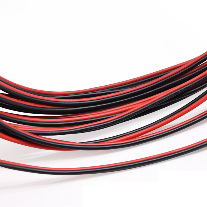 Twin 2 Core PVC Cable 30-16AWG Thin Wall Wire Automotive Red Black Round Profile