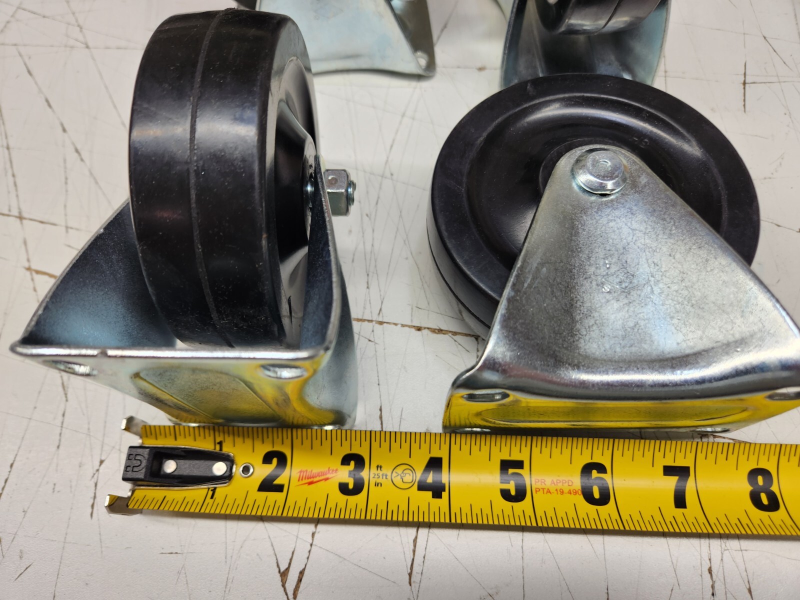 4 pack) 69850 4″ Solid Polyurethane Rigid Caster Smooth Tread 330lb Capacity NeW