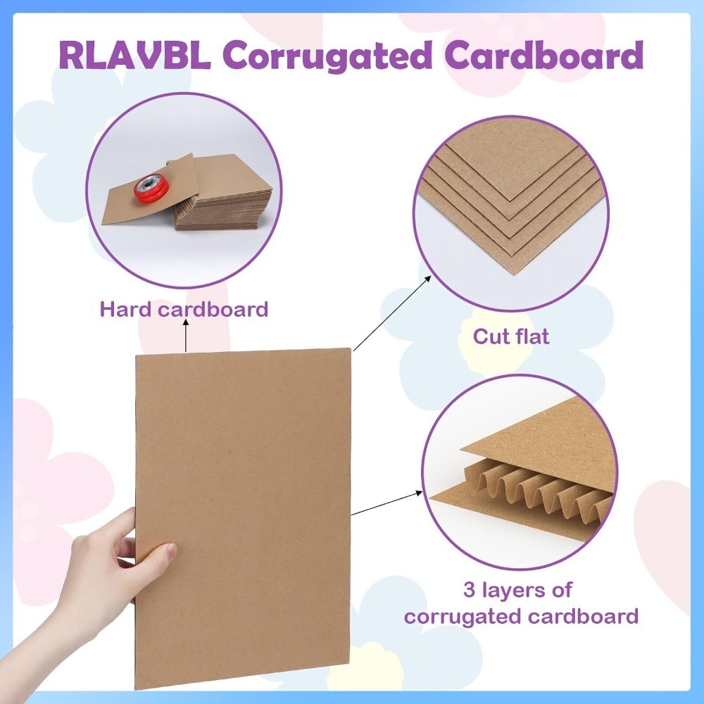 50 Pack 8.5×11 Corrugated Cardboard Sheets, Flat Cardboard Inserts for