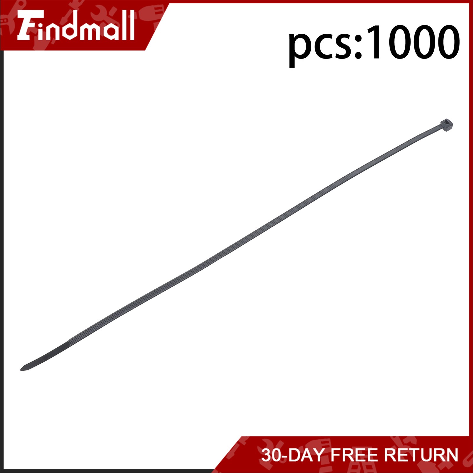 Findmall 1000Pack 12″ Zip Ties Nylon Cable Ties 60 lbs Self-locking UV Resistant