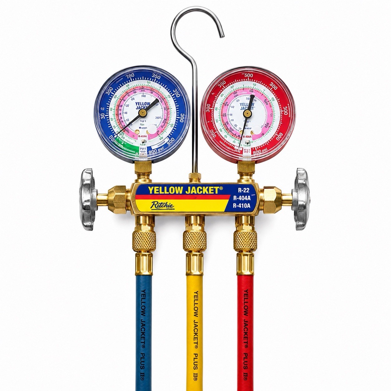 Yellow Jacket 42004 Series 41 Manifold Gauge Set R22 R404A R410A 3 Hoses