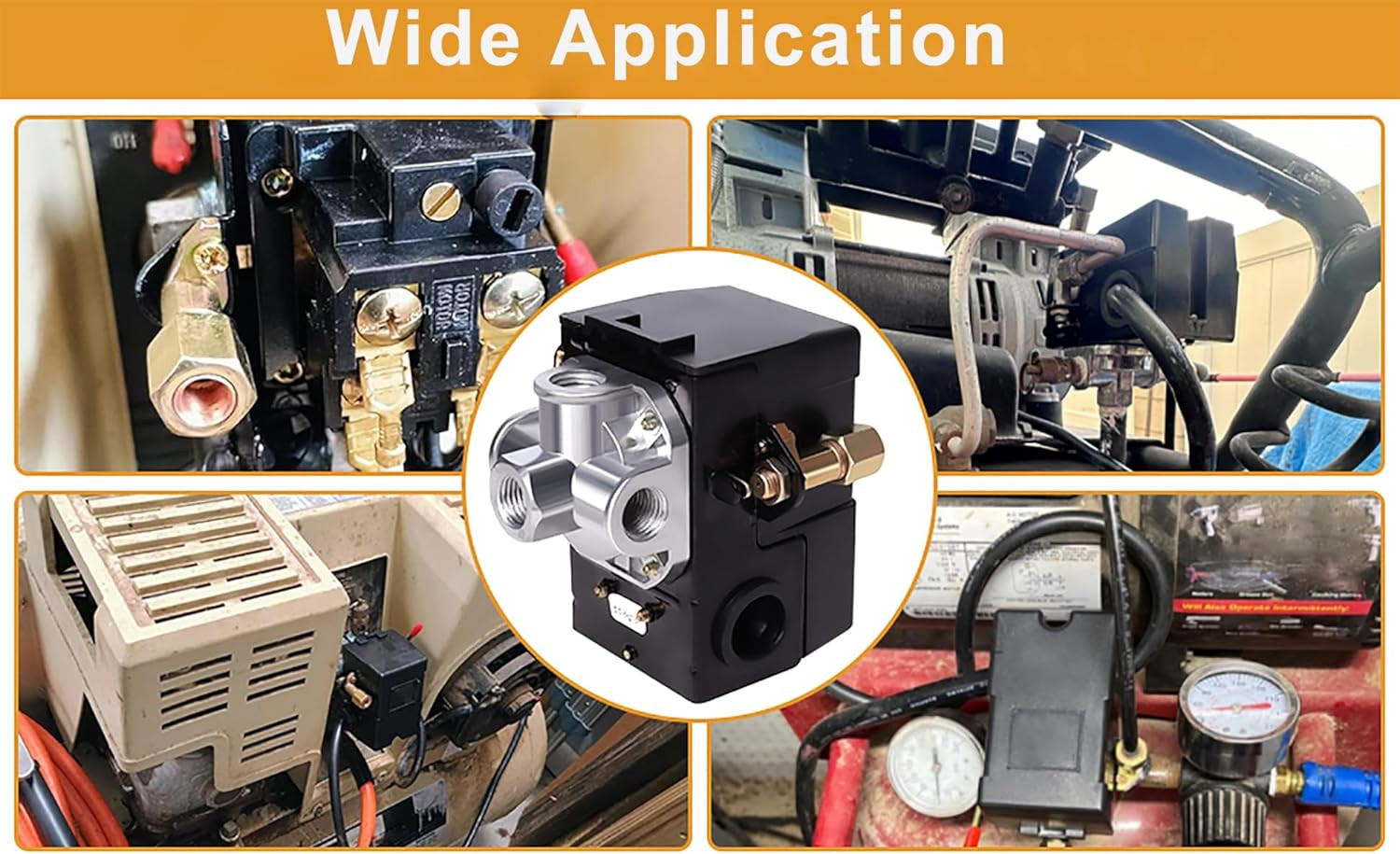 Air Compressor Pressure Switch LF10-4H, 4 Port 1/4″ NPT, 95-125 PSI Pressure Con