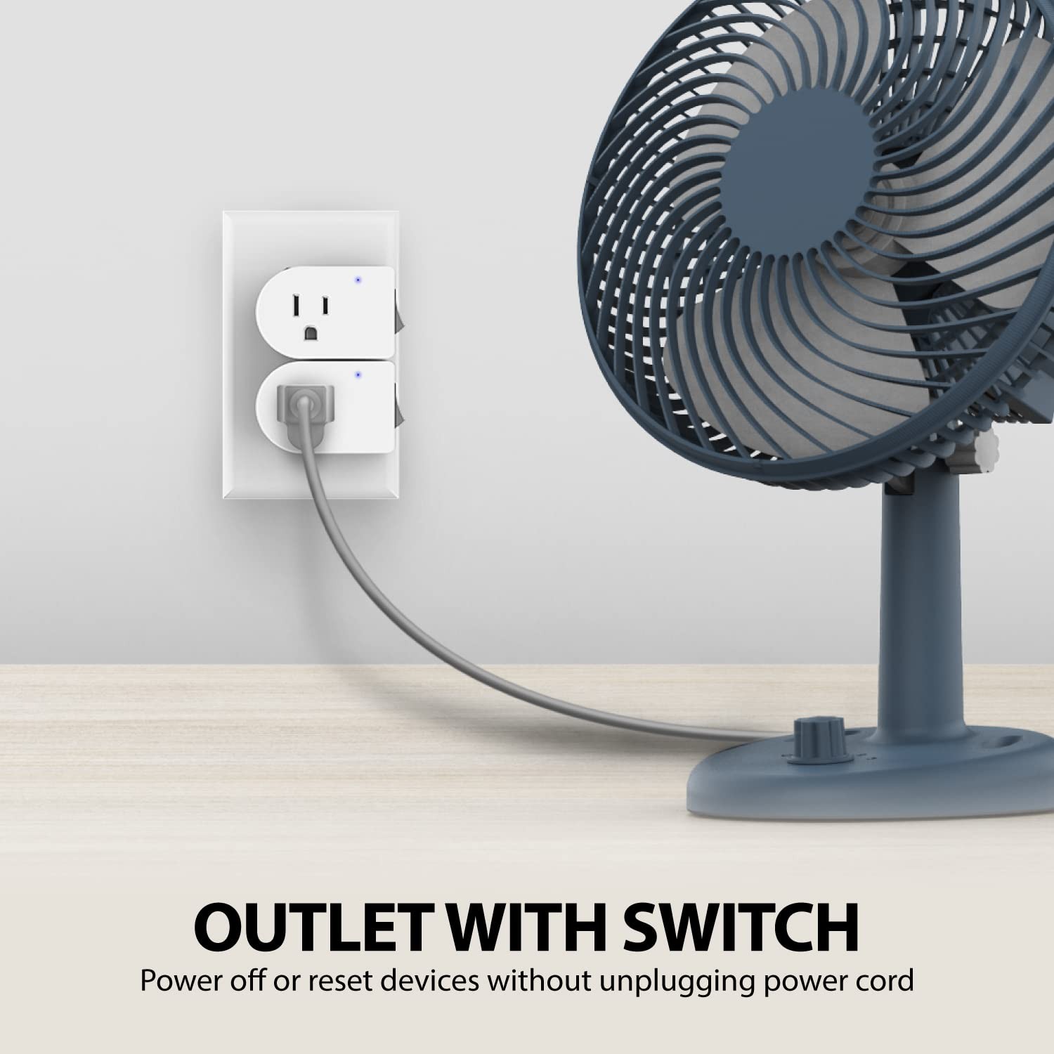 Fosmon Grounded Outlet with ON/Off Switch (2 Pack), 3 Prong Electrical White