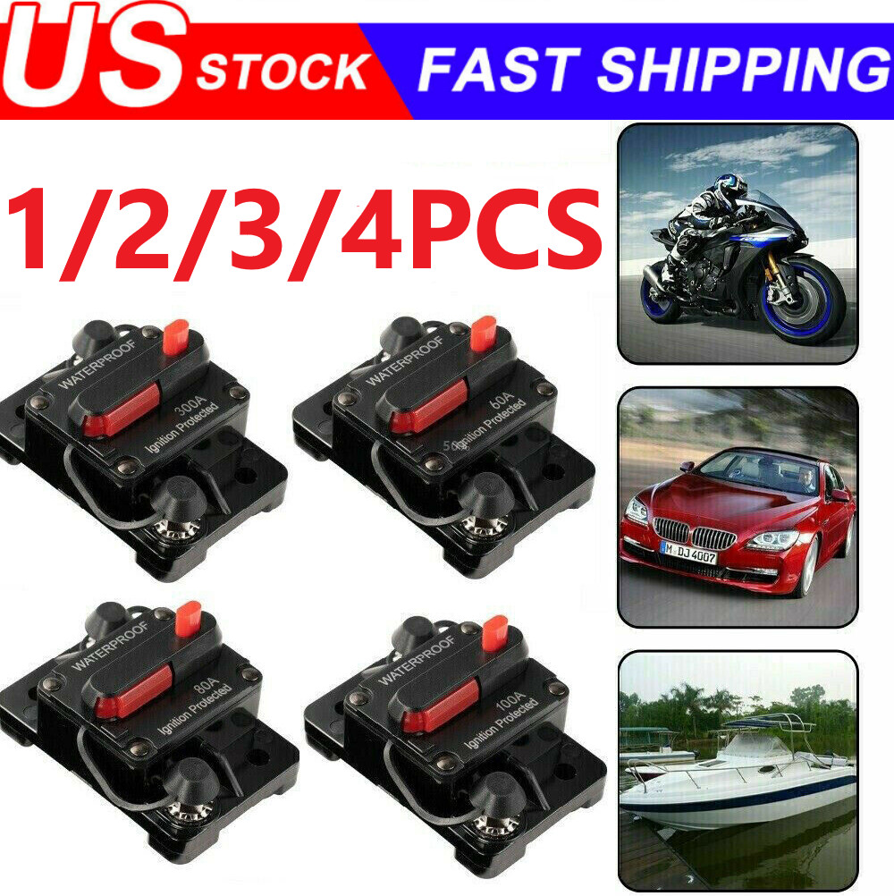 Waterproof Car Circuit Breaker Fuse Reset 30-300 Amp 12V-48V DC Car Boat Auto
