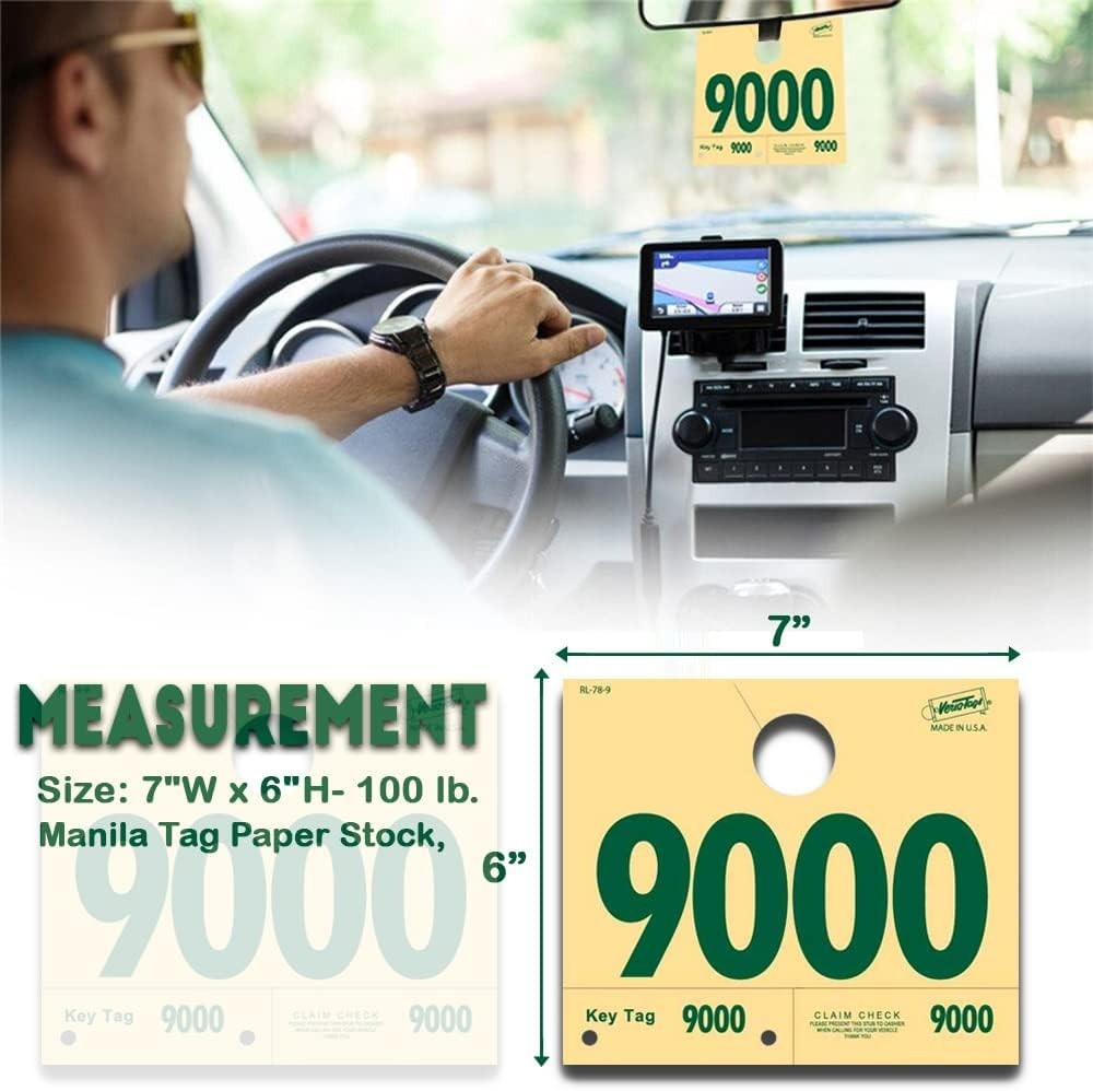 Sequentially Numbered 9000-9999 Hang Tags – 1000 Count Durable Vehicle ID System