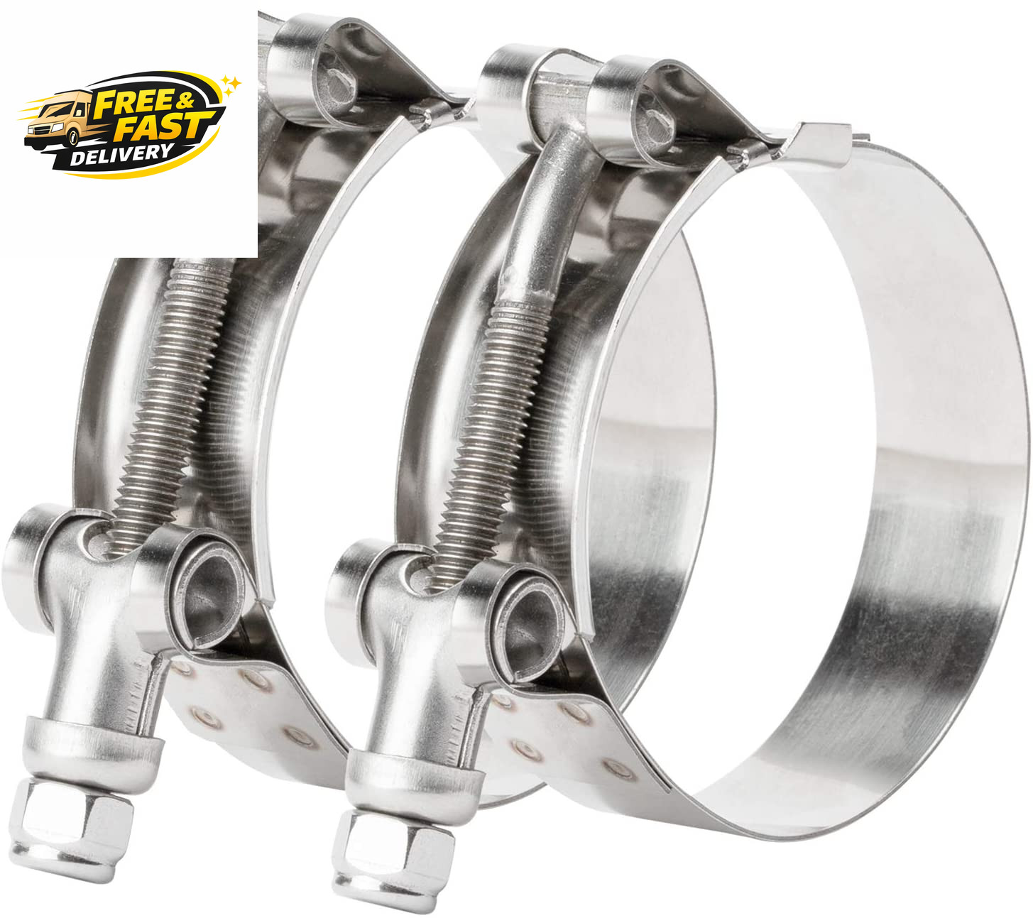 2 Pack 3.25 Inch Stainless Steel T-Bolt Hose Clamps, Clamp Range 89-97Mm for 3.2