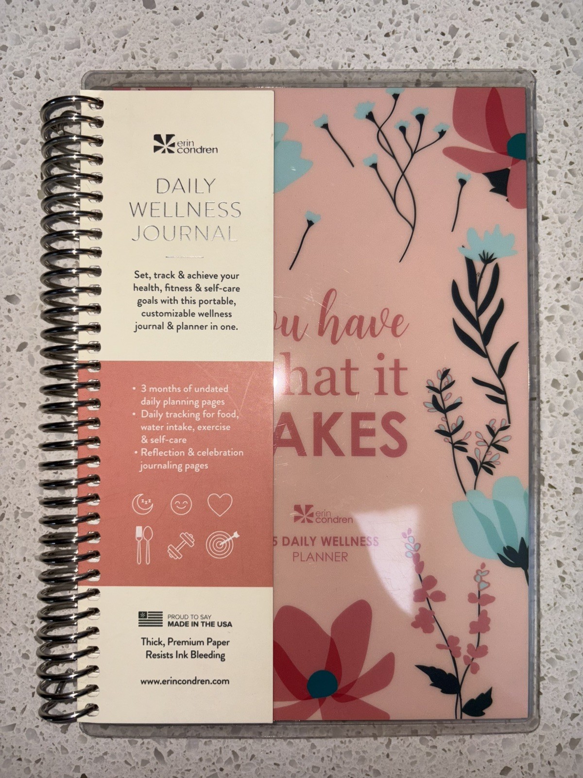Erin Condren Coiled Daily Wellness Journal You Have What It Takes Planner