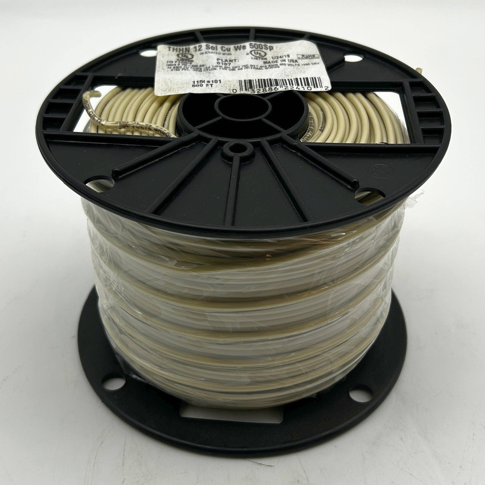 Southwire 11588101 Solid Building Electrical Wire THHN 12 AWG White 500ft Reel