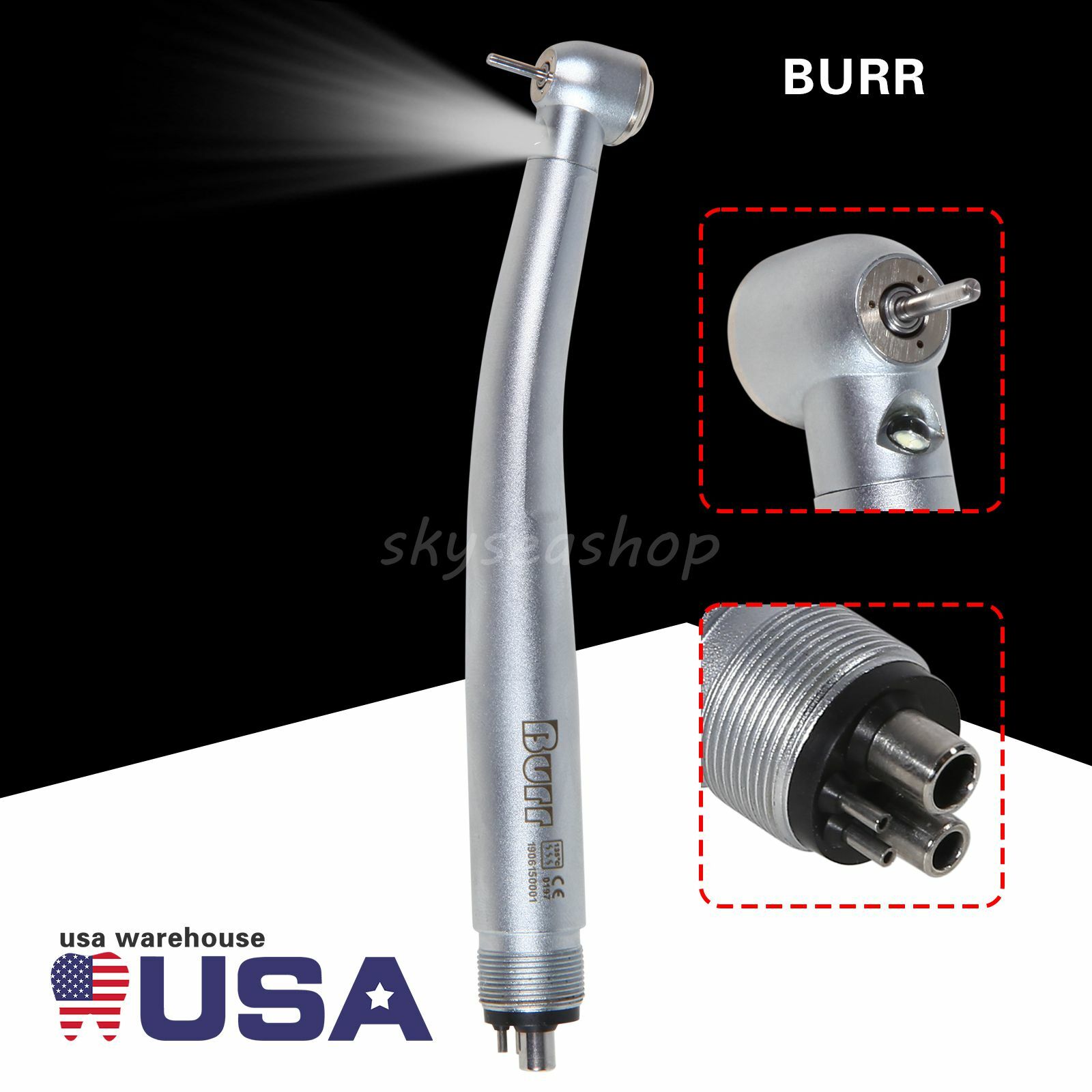 Dental 4 Hole LED E-generator Fiber Optic High Speed Handpieces NSK Style CE