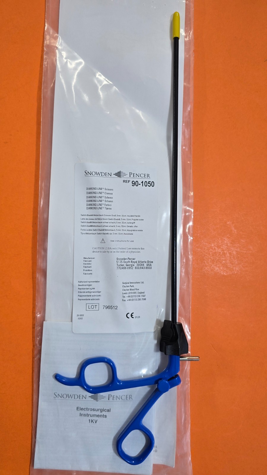 Snowden-Pencer 90-1050 Laparoscopic Monopolar Handle & Shaft 5mm x 36cm